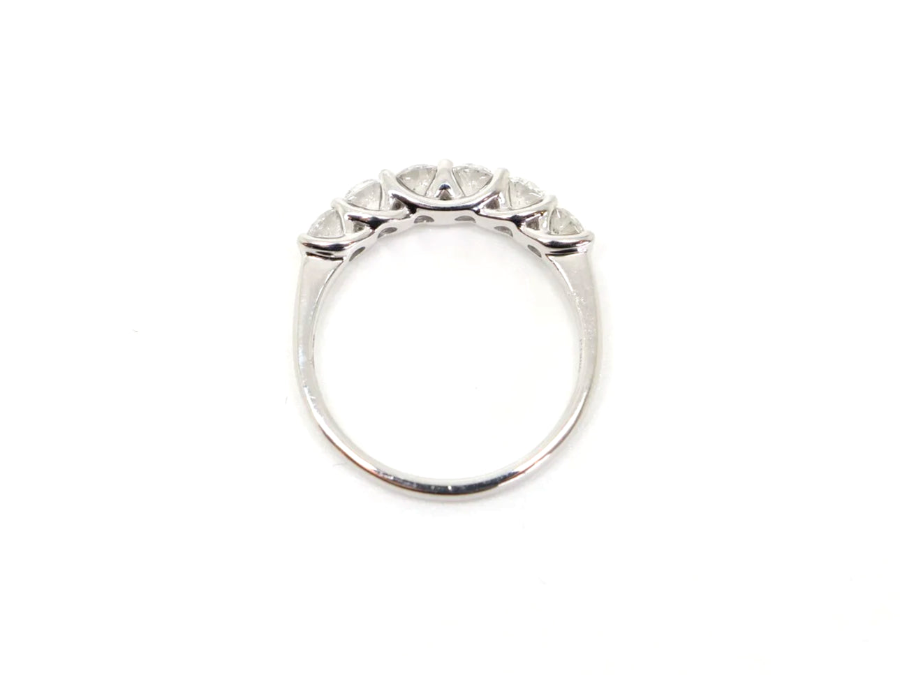 Platinum six-stone diamond half eternity ring, 1ct, UK size N½