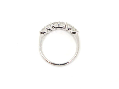Platinum six-stone diamond half eternity ring, 1ct, UK size N½