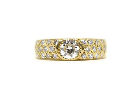 Vintage Diamond Ring with Inset Diamond Shoulders