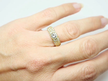 Vintage Diamond Ring with Inset Diamond Shoulders