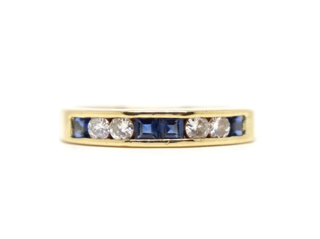 18ct Sapphire & Diamond Half Eternity Ring