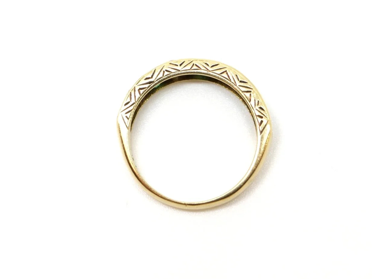 Vintage 18ct Gold Emerald & Diamond Half Eternity Ring