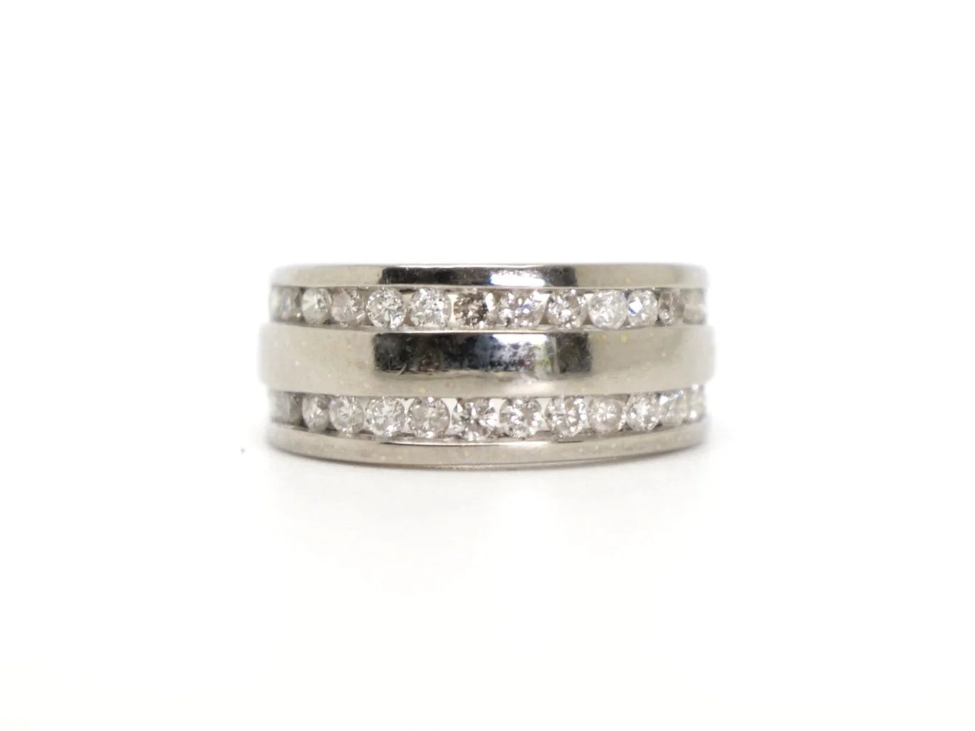 Double Diamond Row Band Ring