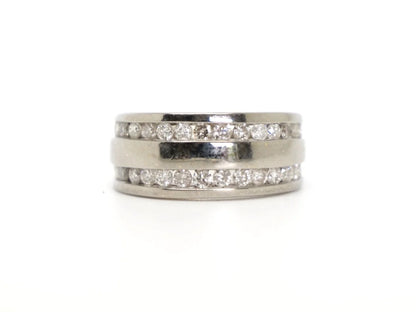 Double Diamond Row Band Ring