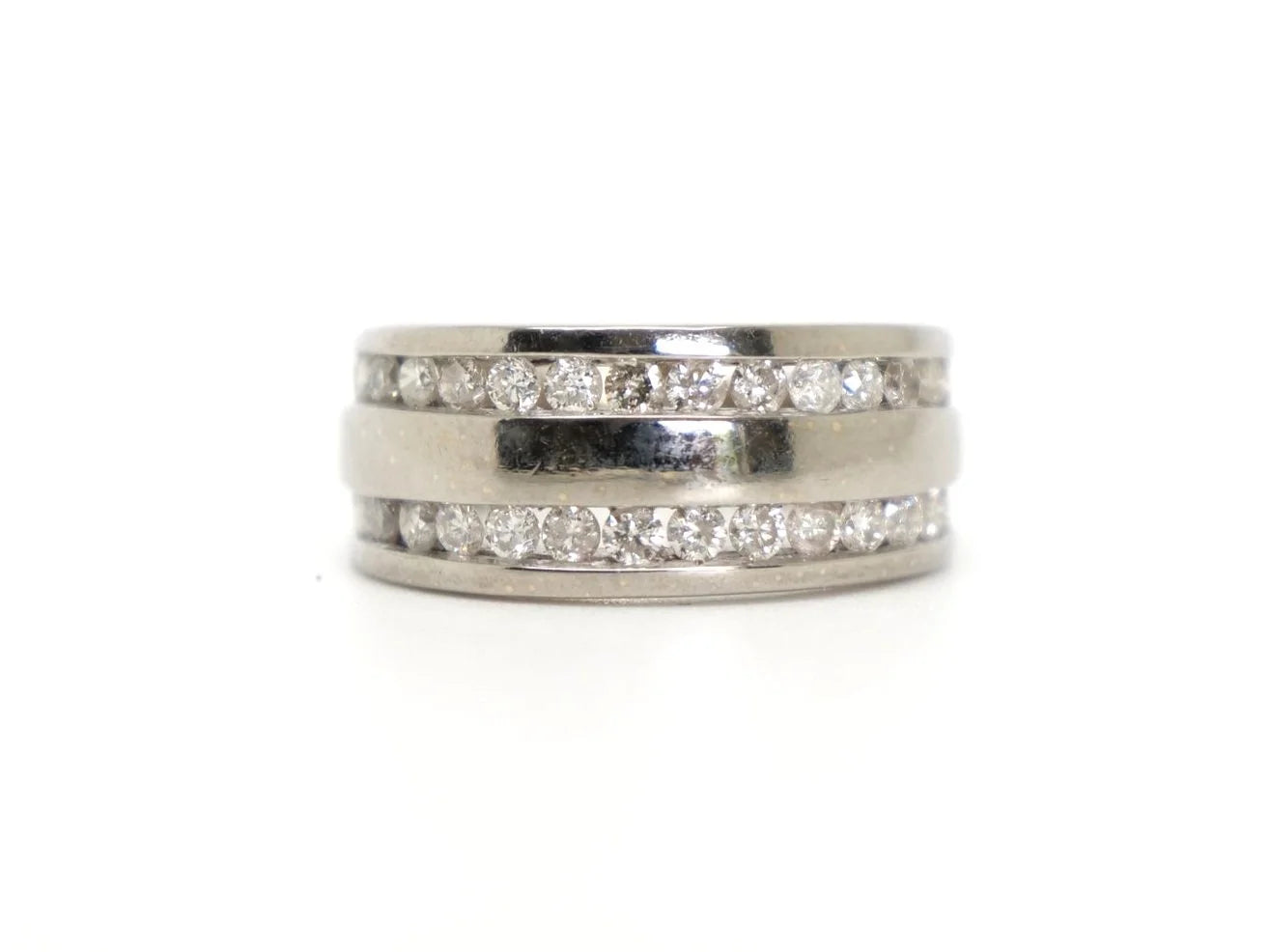 Double Diamond Row Band Ring