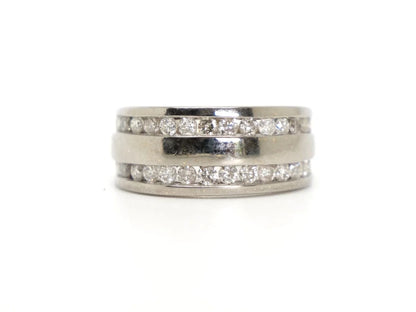 Double Diamond Row Band Ring