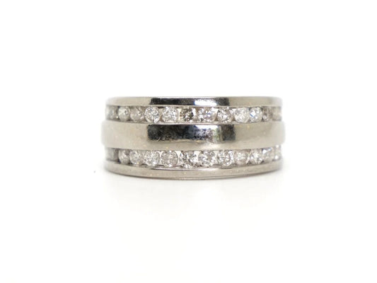 Double Diamond Row Band Ring
