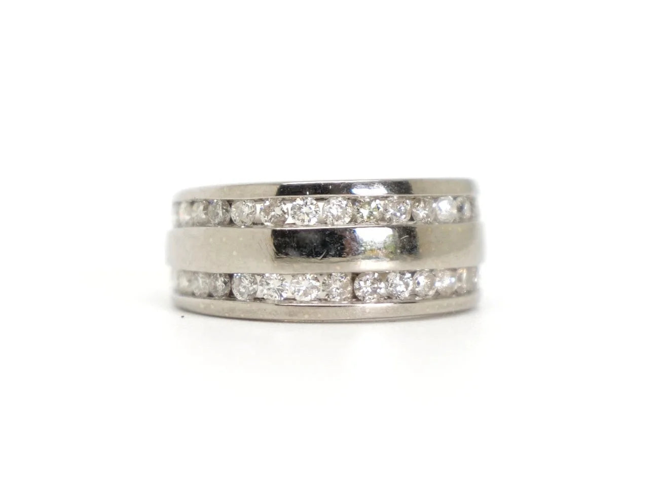 Double Diamond Row Band Ring