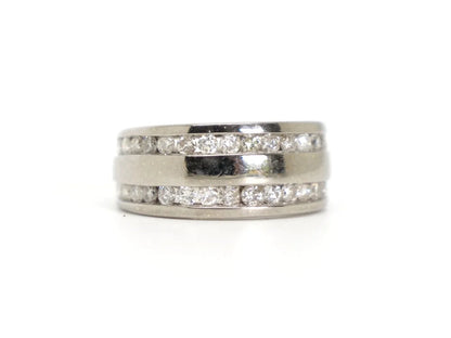 Double Diamond Row Band Ring