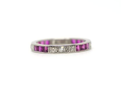 Art Deco Platinum Ruby & Diamond Full Eternity Ring