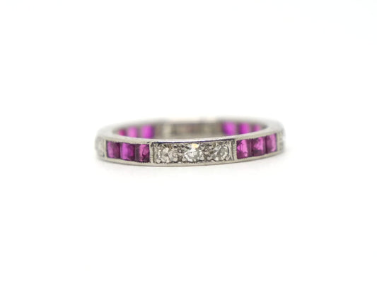 Art Deco Platinum Ruby & Diamond Full Eternity Ring