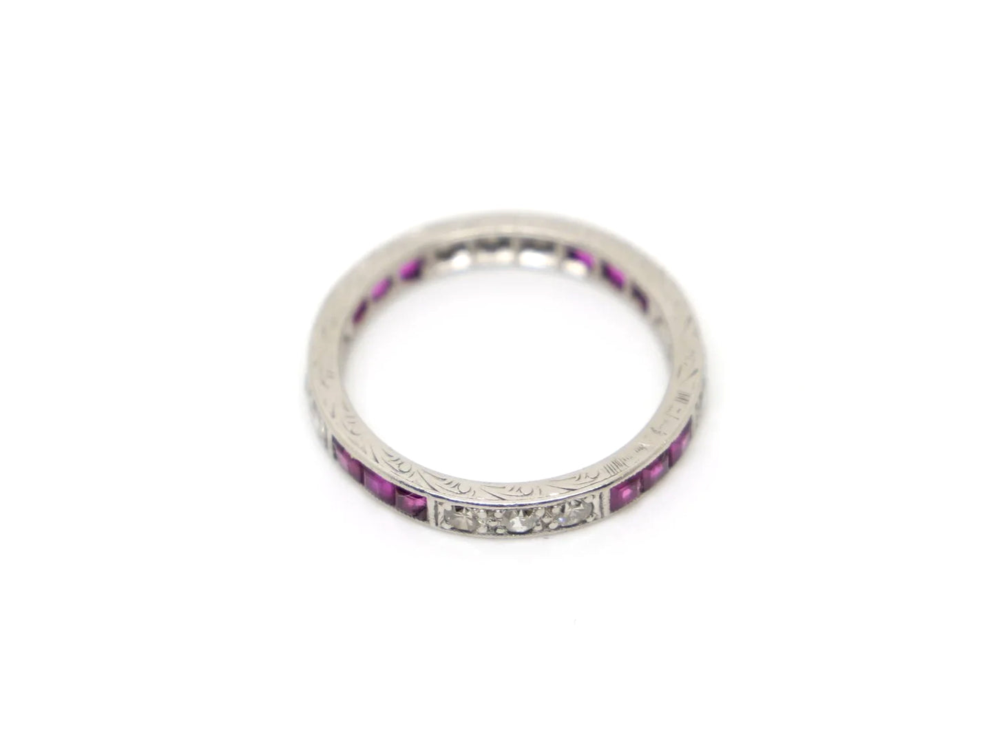 Art Deco Platinum Ruby & Diamond Full Eternity Ring