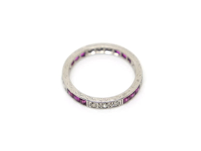 Art Deco Platinum Ruby & Diamond Full Eternity Ring