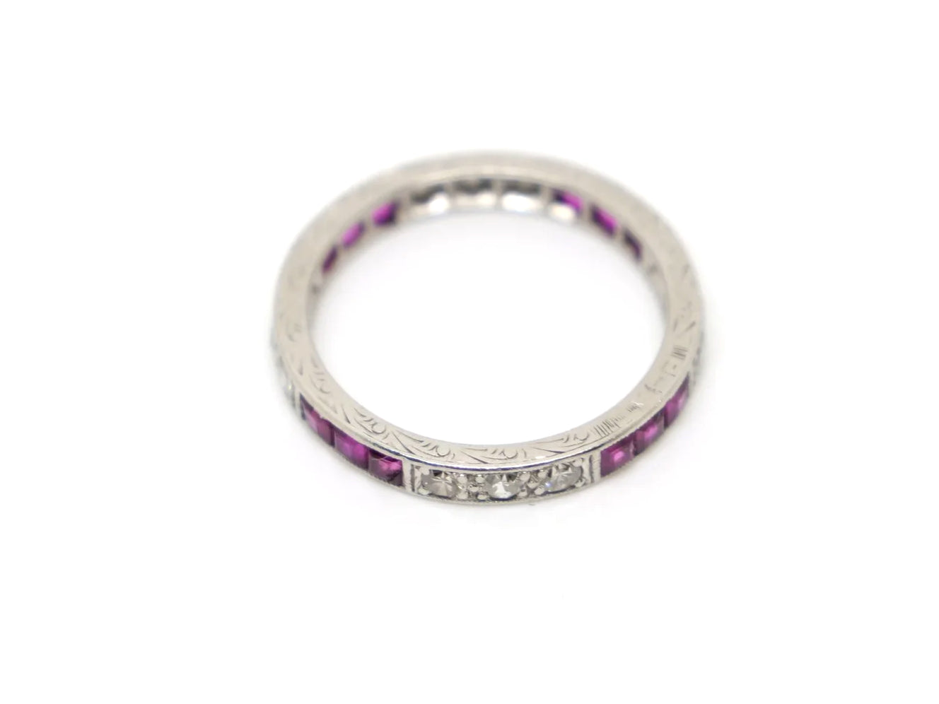 Art Deco Platinum Ruby & Diamond Full Eternity Ring