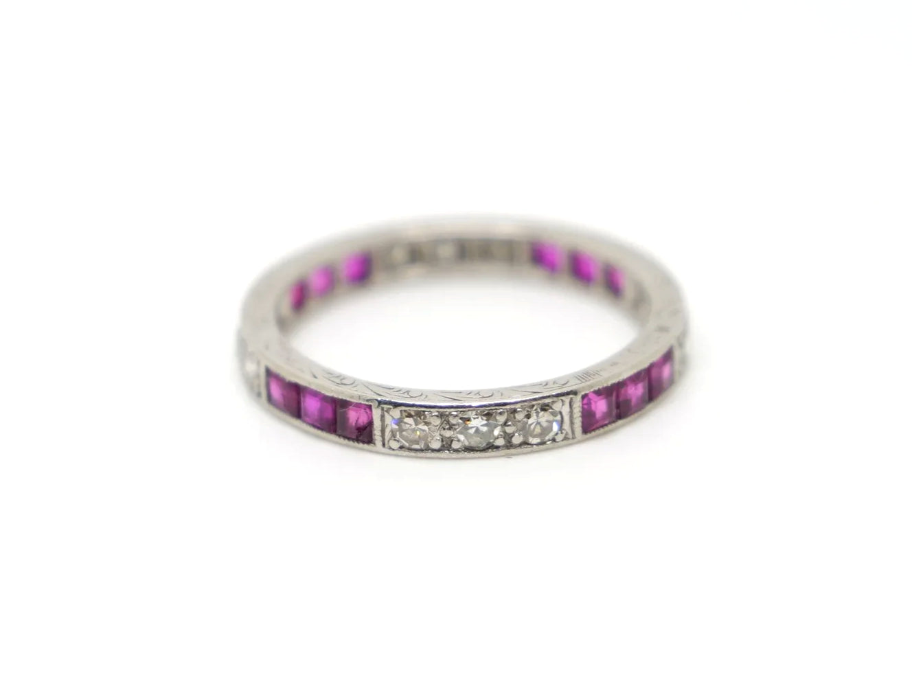 Art Deco Platinum Ruby & Diamond Full Eternity Ring