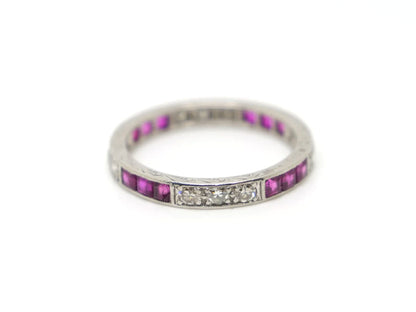 Art Deco Platinum Ruby & Diamond Full Eternity Ring