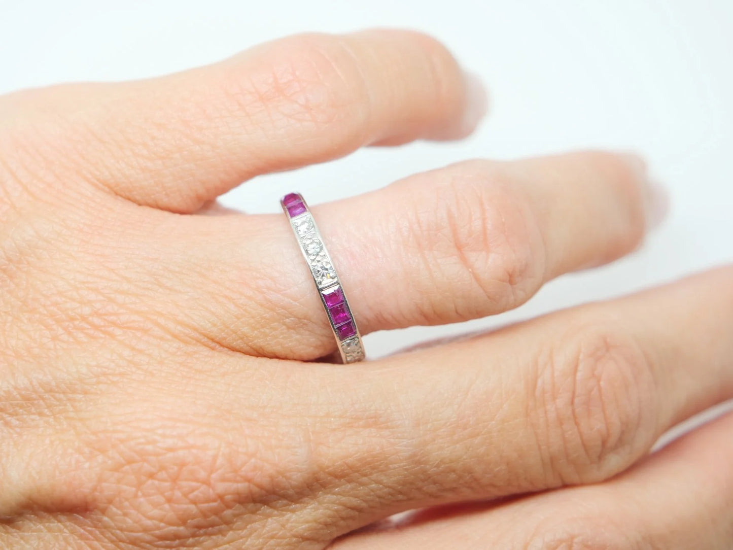 Art Deco Platinum Ruby & Diamond Full Eternity Ring