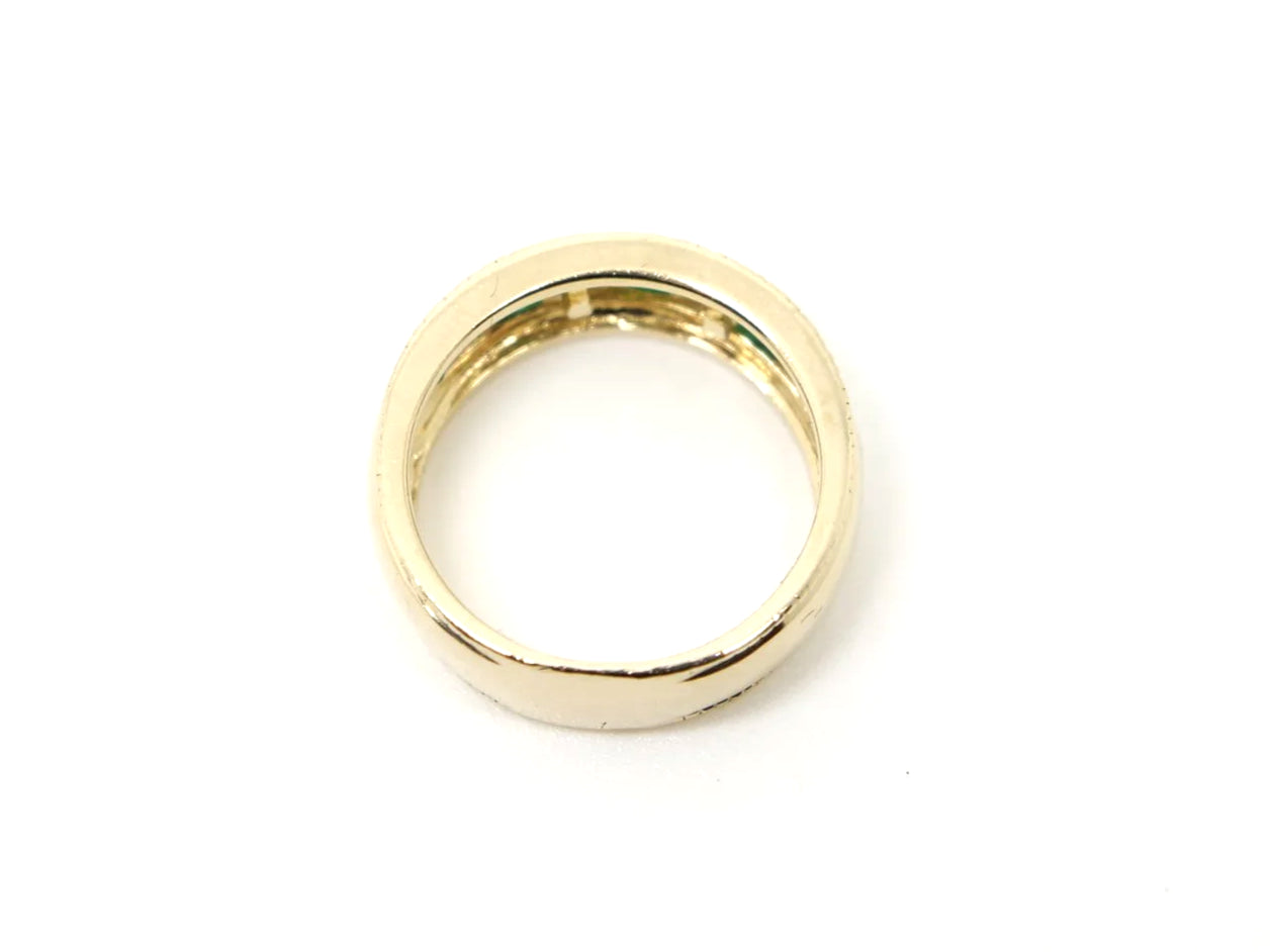 Wide Band Emerald & Diamond Half Eternity Ring