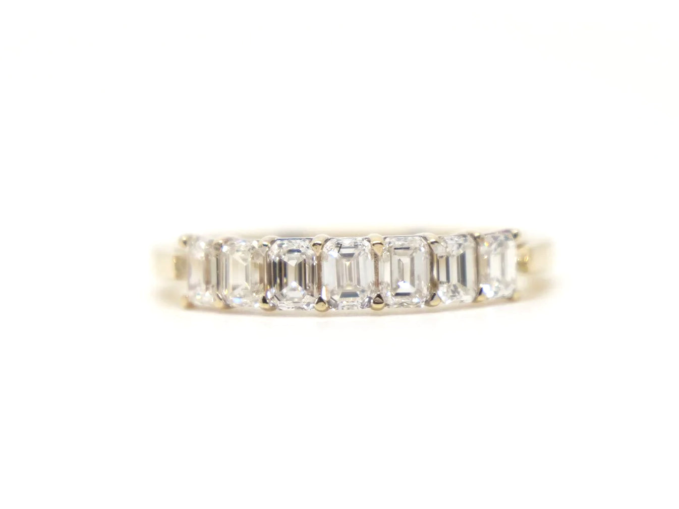 18ct Gold Emerald Cut Diamond Half Eternity Ring