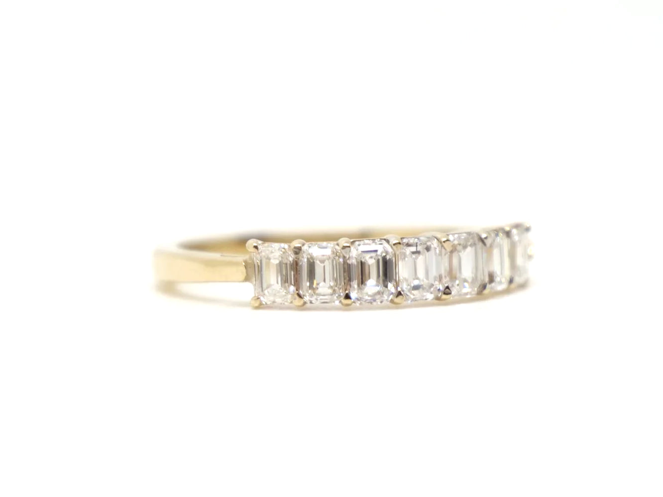 18ct Gold Emerald Cut Diamond Half Eternity Ring