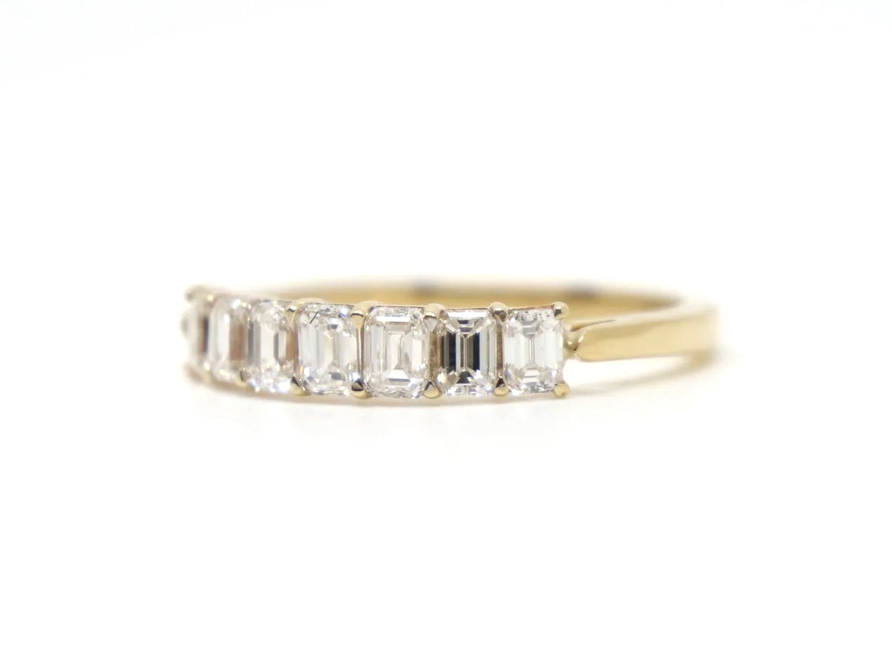 18ct Gold Emerald Cut Diamond Half Eternity Ring