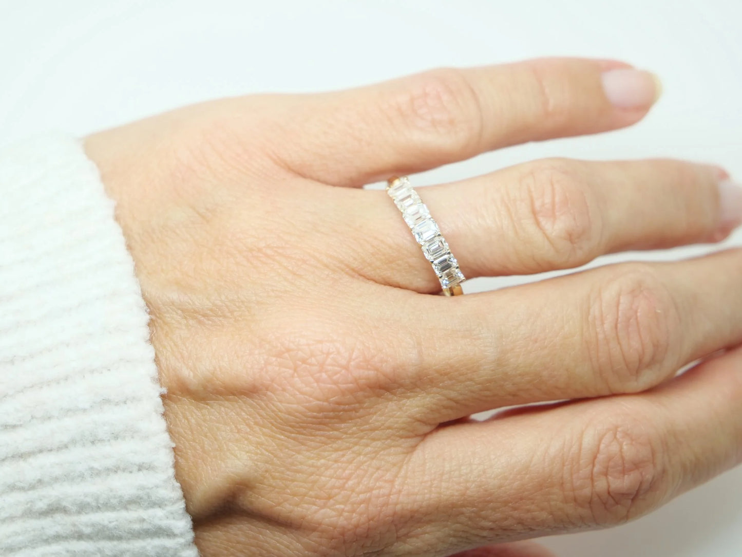 18ct Gold Emerald Cut Diamond Half Eternity Ring