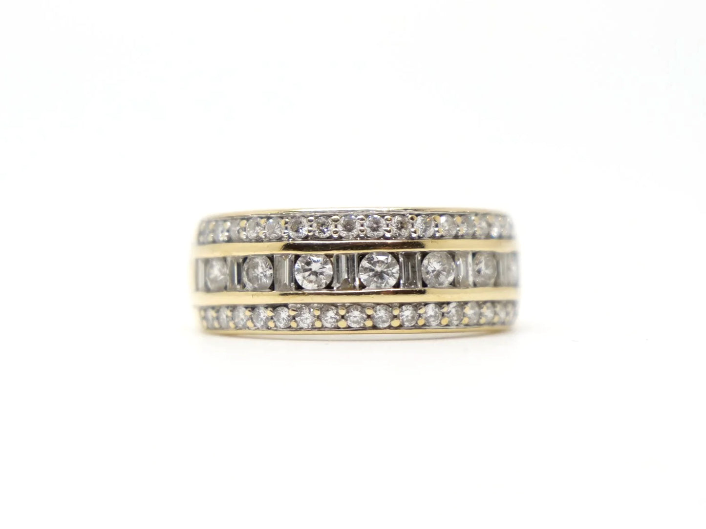 1ct Triple Row Diamond Half Eternity Ring