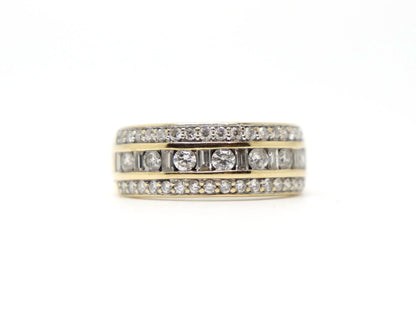1ct Triple Row Diamond Half Eternity Ring