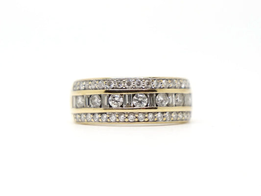 1ct Triple Row Diamond Half Eternity Ring
