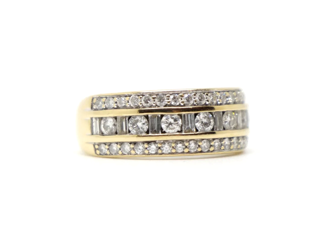 1ct Triple Row Diamond Half Eternity Ring