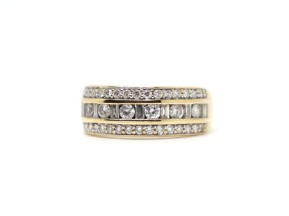 1ct Triple Row Diamond Half Eternity Ring