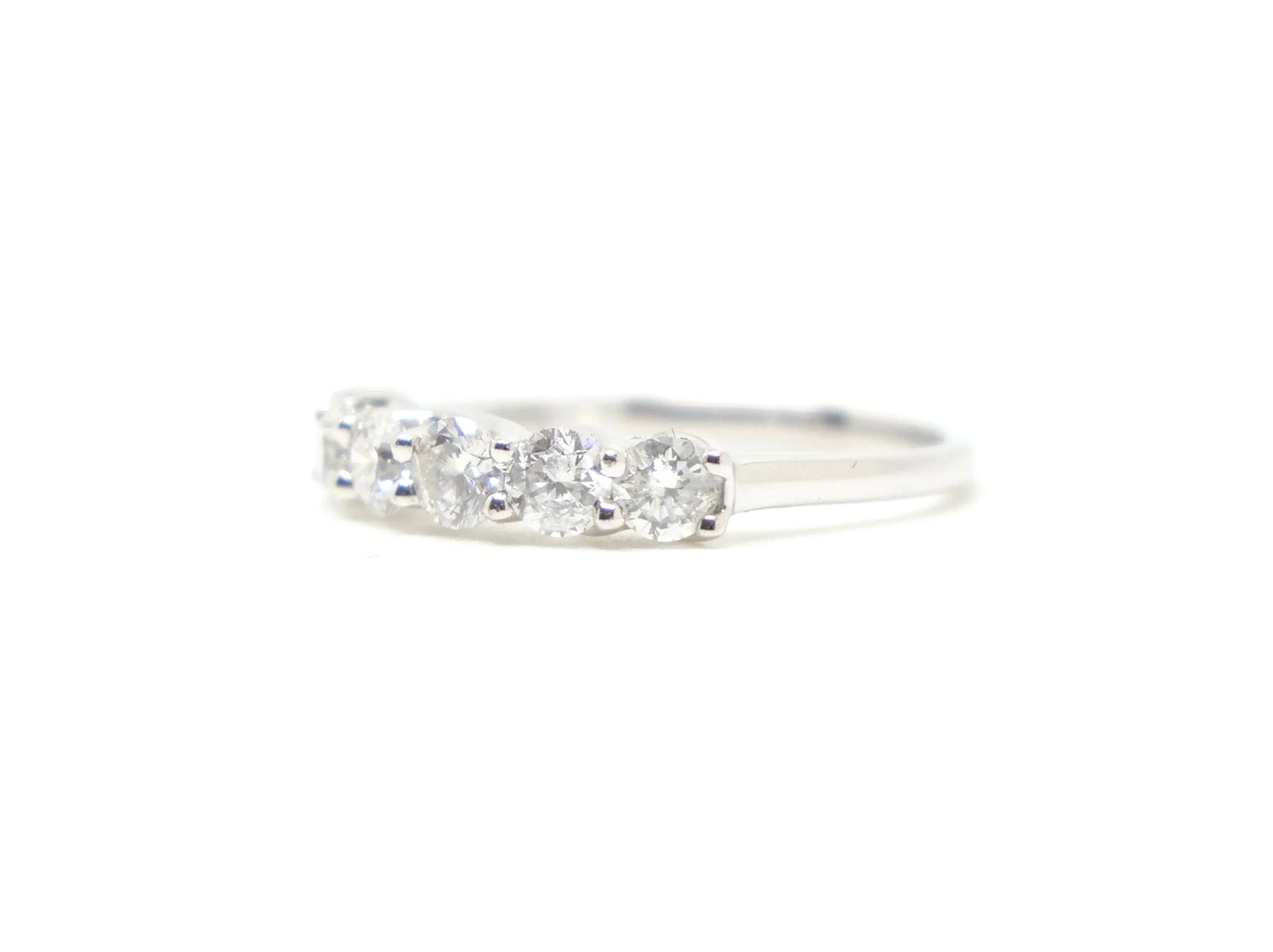 Platinum six-stone diamond half eternity ring, 1ct, UK size N½