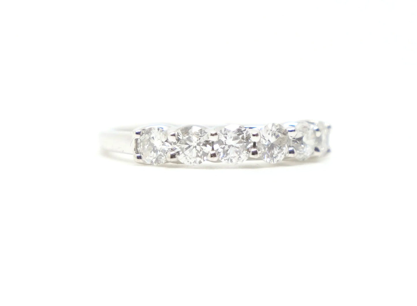 Platinum six-stone diamond half eternity ring, 1ct, UK size N½