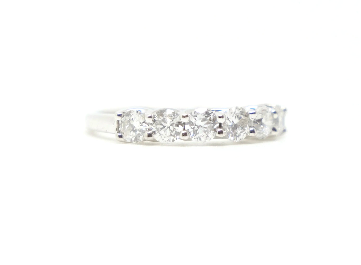 Platinum six-stone diamond half eternity ring, 1ct, UK size N½
