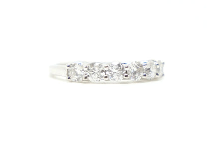 Platinum six-stone diamond half eternity ring, 1ct, UK size N½