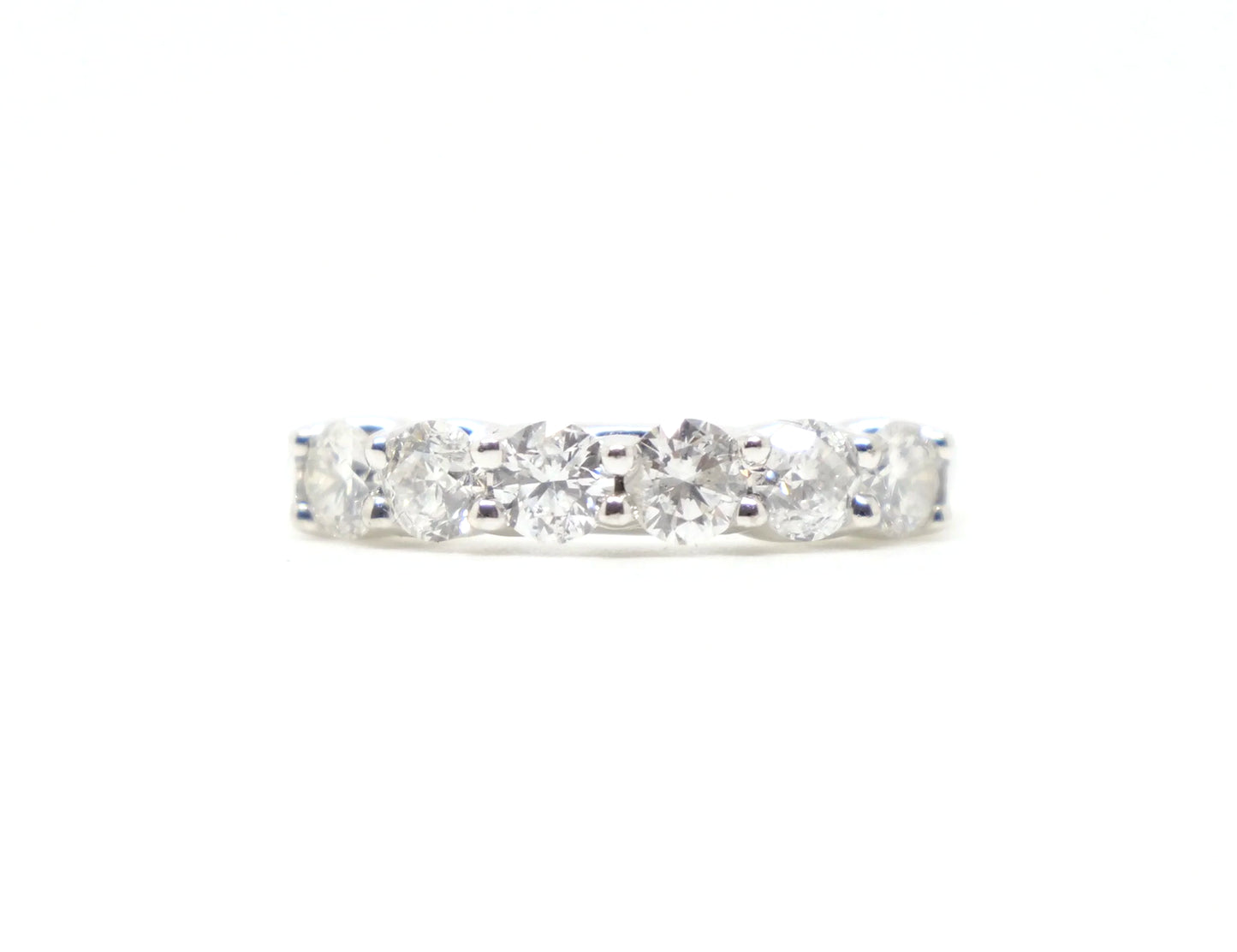 Platinum six-stone diamond half eternity ring, 1ct, UK size N½