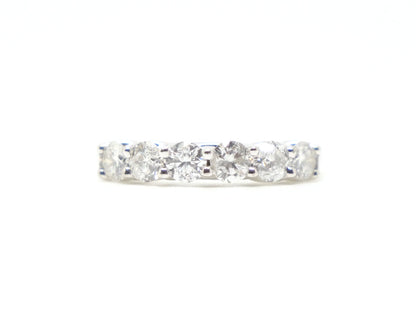 Platinum six-stone diamond half eternity ring, 1ct, UK size N½