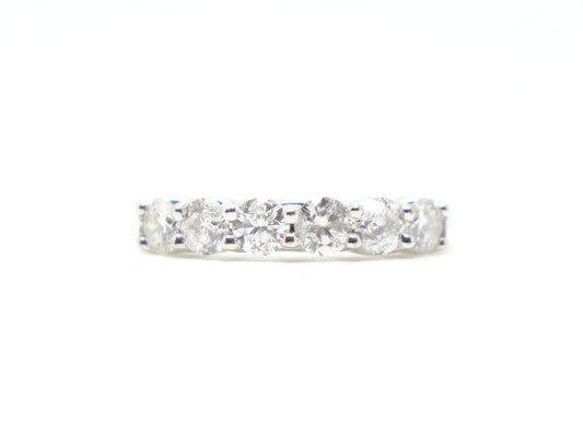Platinum six-stone diamond half eternity ring, 1ct, UK size N½